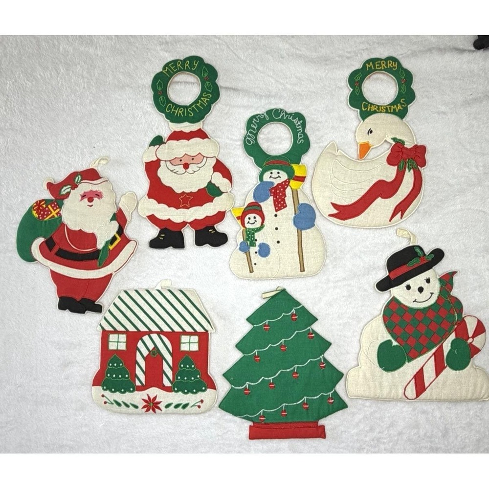 Doorknob Hangers & Ornaments 100% Cotton Puffy Fabric Vintage Mixed 7 Lot EUC